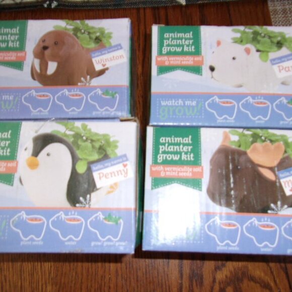 Lot of 4 Succulent Planters-Penguin, moose, polar bear, walrus new in boxes - Picture 2 of 2